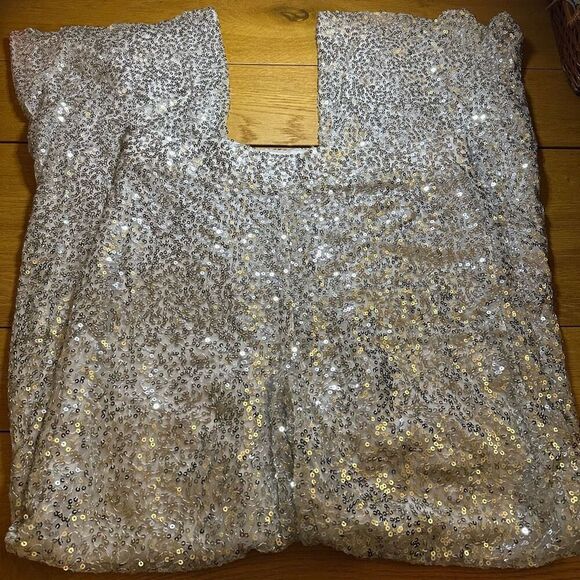 Free people silver sequin flare pants large - Picture 5 of 10